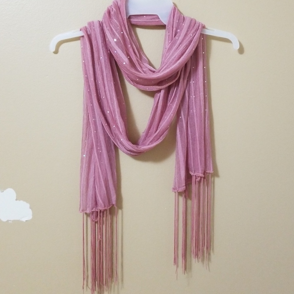 Long pink scarf